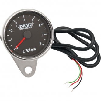 Drag Specialties 2.4 Inch Tachometer 8000 RPM Led Chrome, Black Face, Red Needle in Polished Finish For 1999-2003 Twin cam, 1986-2003 XL Models (21-6894DS)