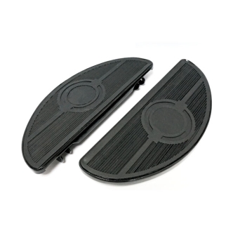 Doss Oval Old Style Floorboards Without Dampers In Black For Harley Davidson 1986-2017 FLST Softail, 2012-2016 FLD Dyna, 1983-2021 Touring And 2009-2021 Trike Models (ARM726295)