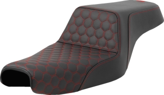Saddlemen Honeycomb Step-Up Seat With Red Stitching For Harley Davidson 2004-2022 Sportster Models (A807-11-177RED)