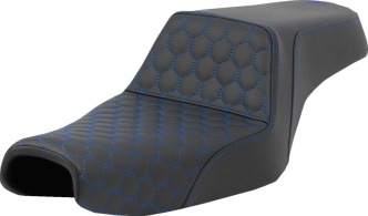 Saddlemen Honeycomb Step-Up Seat With Blue Stitching For Harley Davidson 2004-2022 Sportster Models (A807-11-177BLU)
