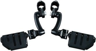 Kuryakyn Longhorn Offset Highway Pegs With Trident Dually & 1 1/4 Inch Magnum Quick Clamps In Gloss Black Finish (7599)