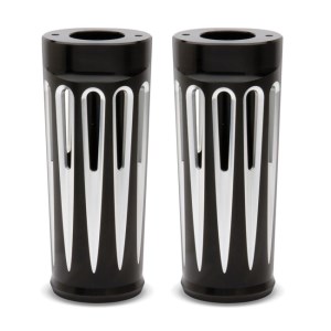 Arlen Ness Deep Cut Design (+2 Inches) Upper Fork Slider Covers In Black Finish For 2014-2023 Harley Davidson Touring Motorcycles (20-029)
