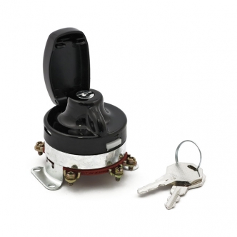 DOSS FL Style 'Electronic' Flat Key Ignition Switch in Black Finish For 1973-1995 FL, FX, FXWG Models With Dual Fuel Tank Mounted Ignition Switch Models (ARM478215)
