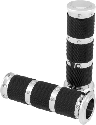 Performance Machine Contour XLS Grips In Chrome For 1974-2023 Harley Davidson Single And Dual Throttle Cable Models (0063-2086-CH)