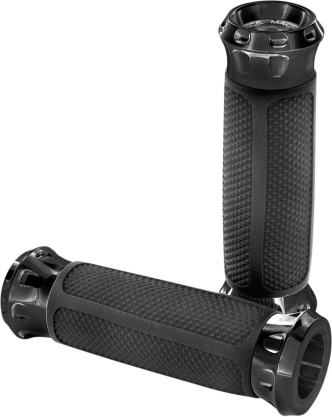 Performance Machine Overdrive Grips In Black For 1974-2023 Harley Davidson Single And Dual Throttle Cable Models (0063-2081-B)