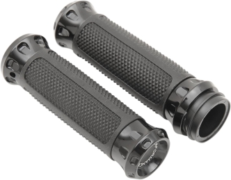 Performance Machine Overdrive Grips In Black For 2008-2023 Harley Davidson Electronic Throttle Models (0063-2082-B)