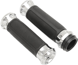 Performance Machine Overdrive Grips In Chrome For 2008-2023 Harley Davidson Electronic Throttle Models (0063-2082-CH)